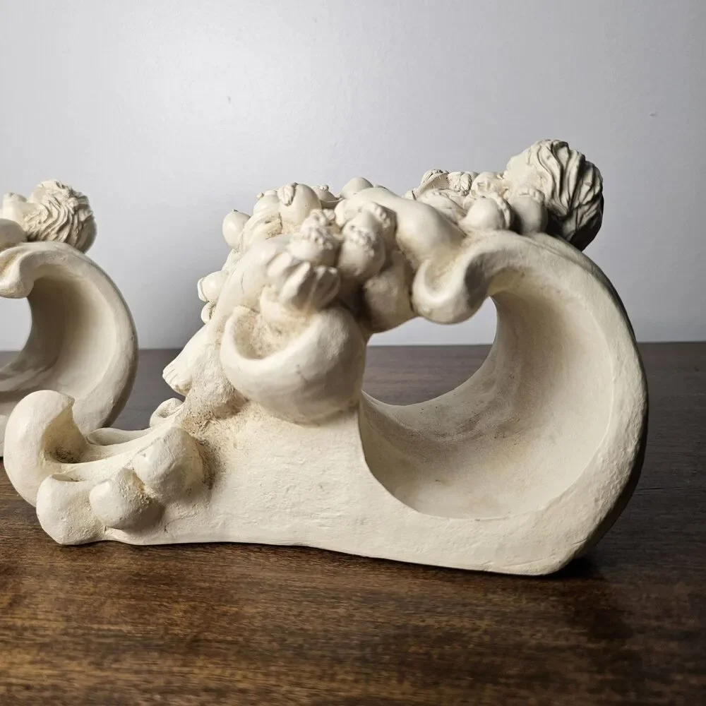 Vintage Wang's International Cherub Wall Sconces Drapery Curtain Rod Holder Pair