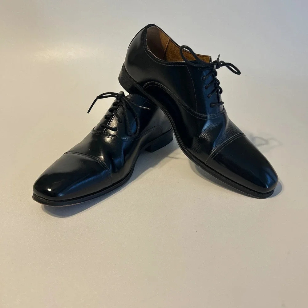 Florsheim Leather Oxford‎ Cap Toe Dress Shoes Men's 8.5 Black Lace Up