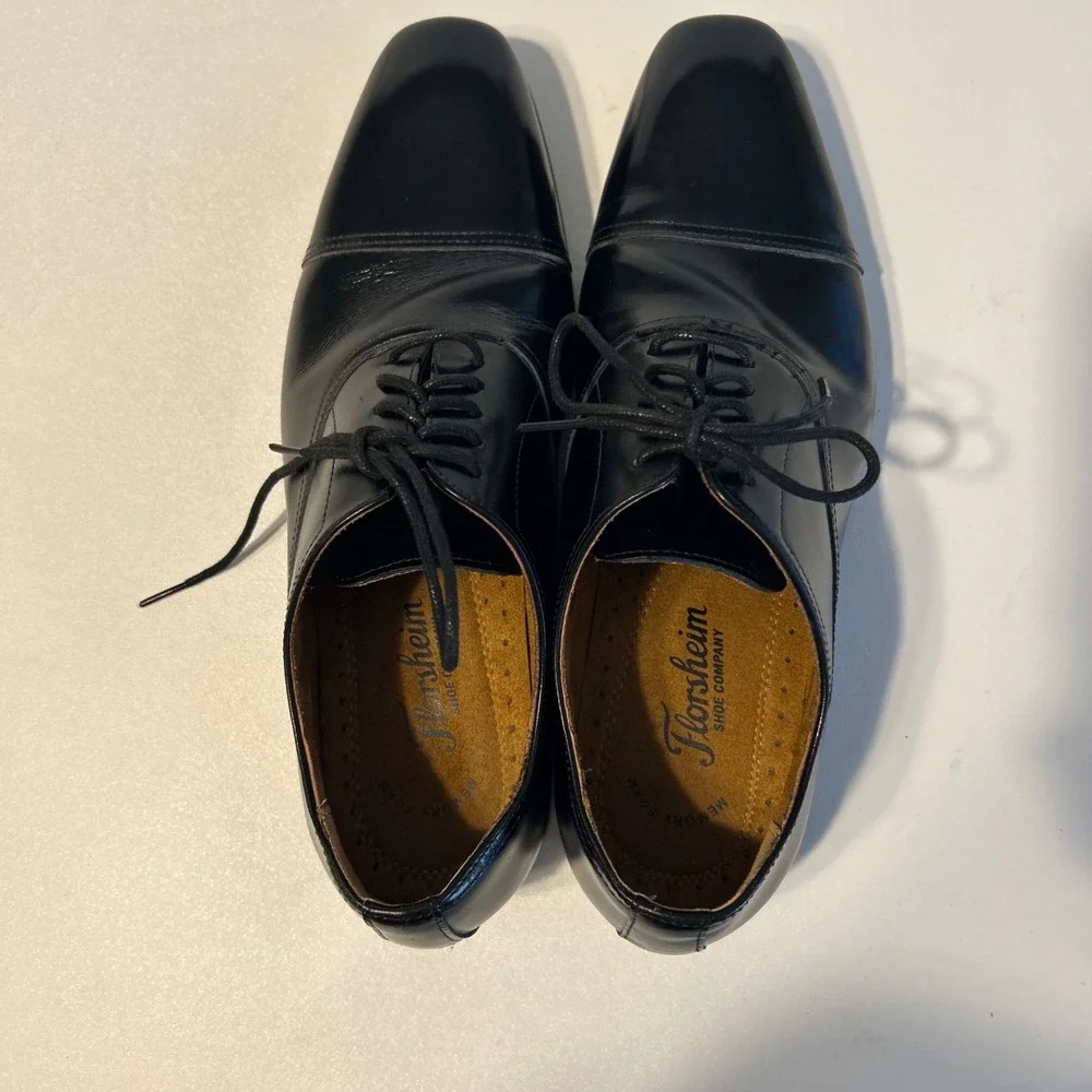 Florsheim Leather Oxford‎ Cap Toe Dress Shoes Men's 8.5 Black Lace Up
