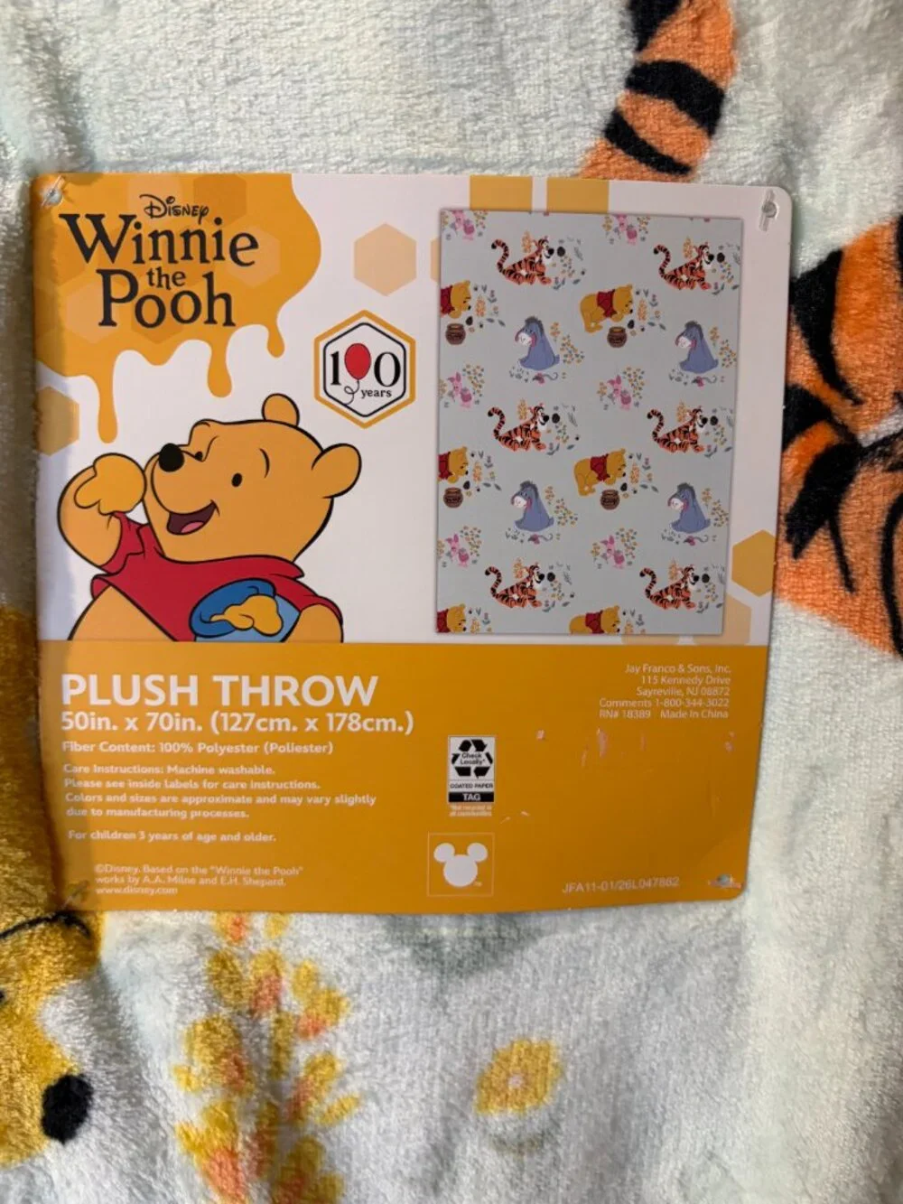 Disney Winnie the Pooh 100 Years Tigger Eeyore Piglet Throw Blanket 50x70 NWT