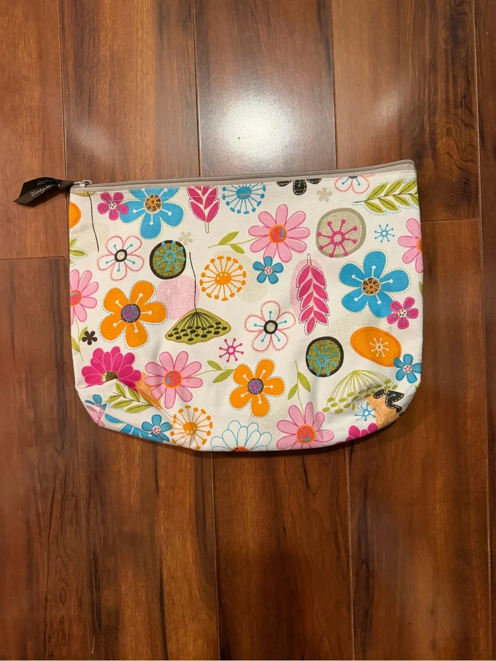 thirty-one Floral Canvas Cosmetic Pouch in Pink, Blue, Orange, Green