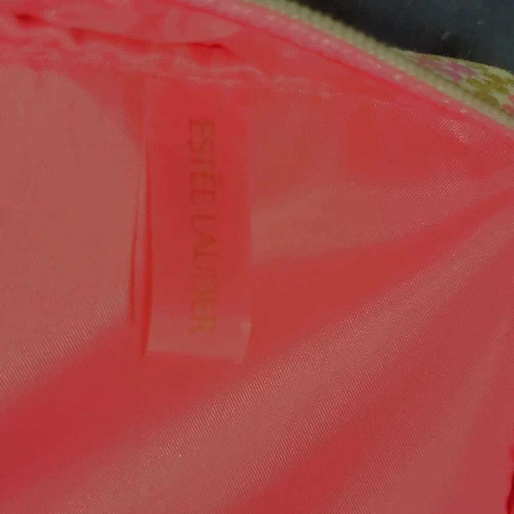 Estee Lauder Pink Gold Geometric Cosmetic Bag Makeup‎ Pouch Zip Case