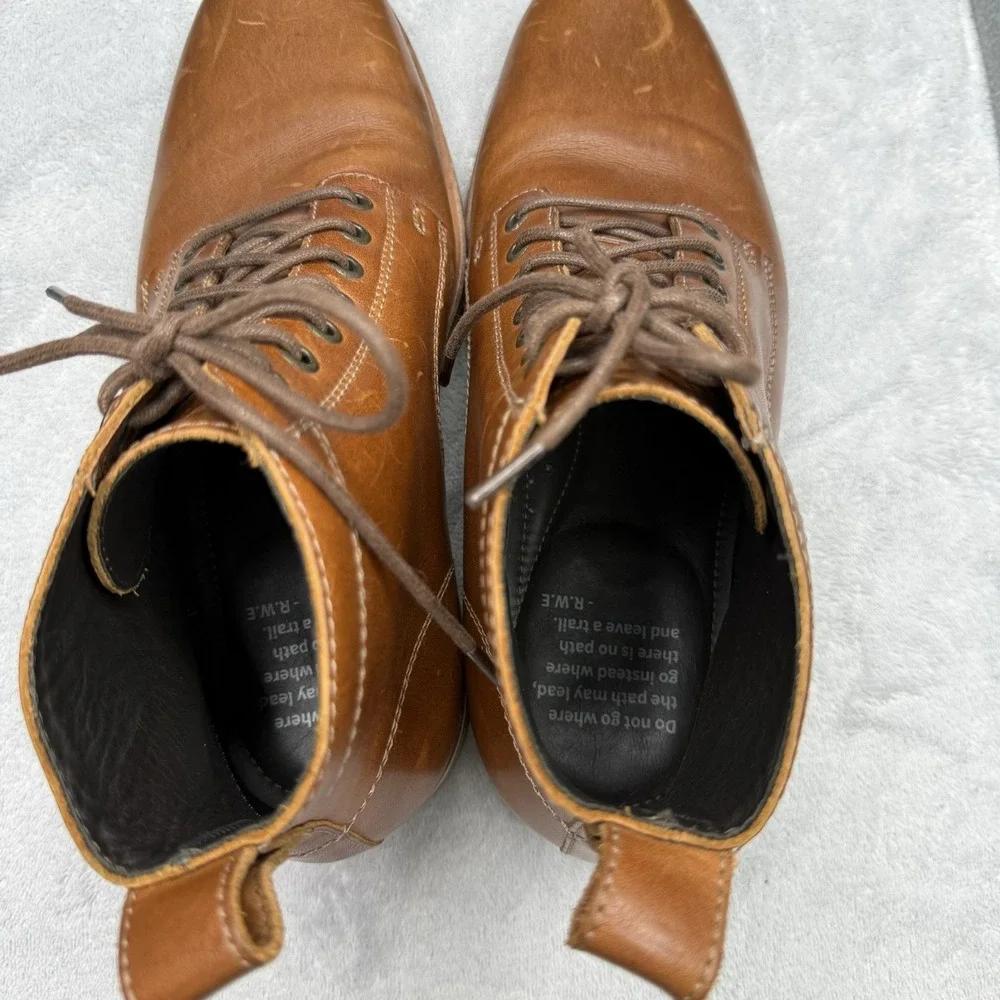 HELM Zind Mens 9.5 EE Teak Brown Leather Lace Up Boots Made in Brazil M20418