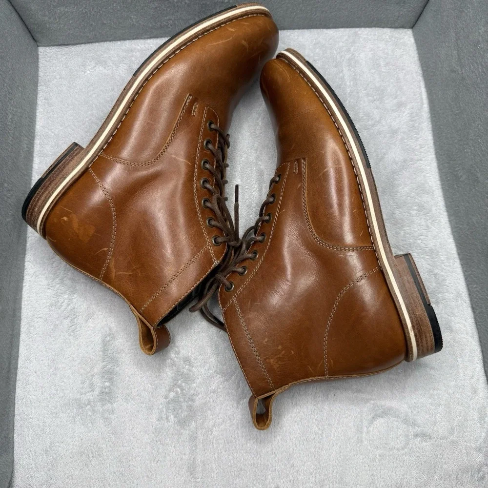 HELM Zind Mens 9.5 EE Teak Brown Leather Lace Up Boots Made in Brazil M20418