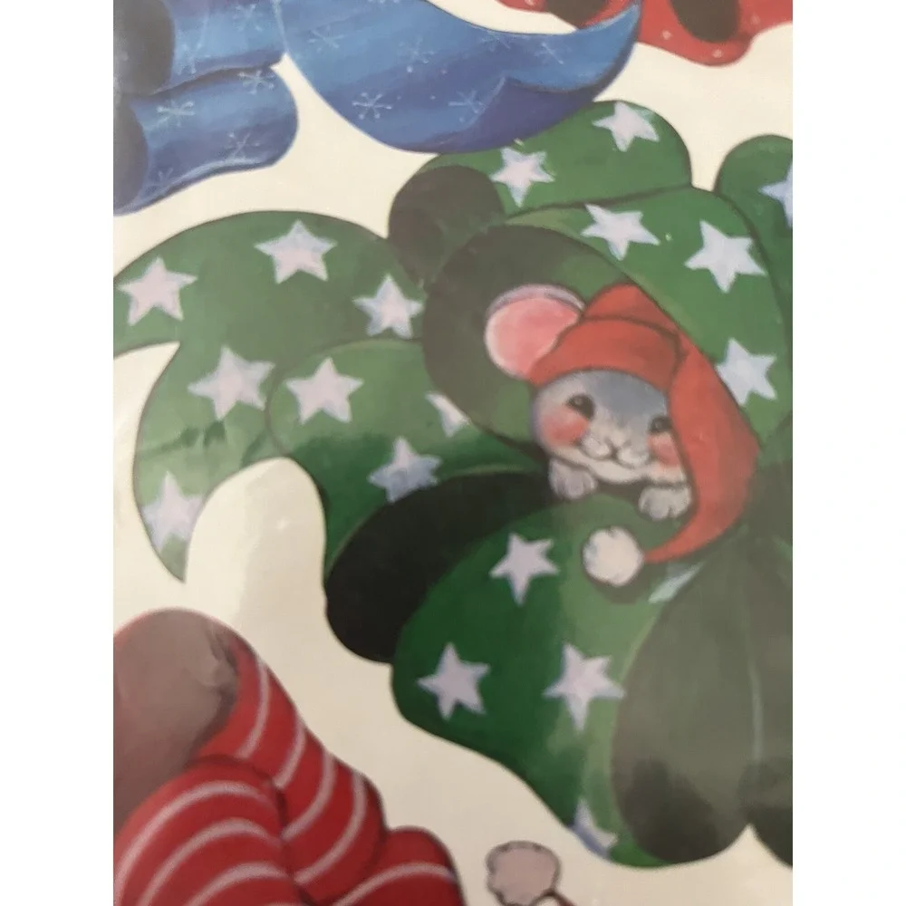 VTG Avon Holiday Wrapping Paper Wee Wishes Holiday Mouse 2‎ Sheets & 4 Gift Tags