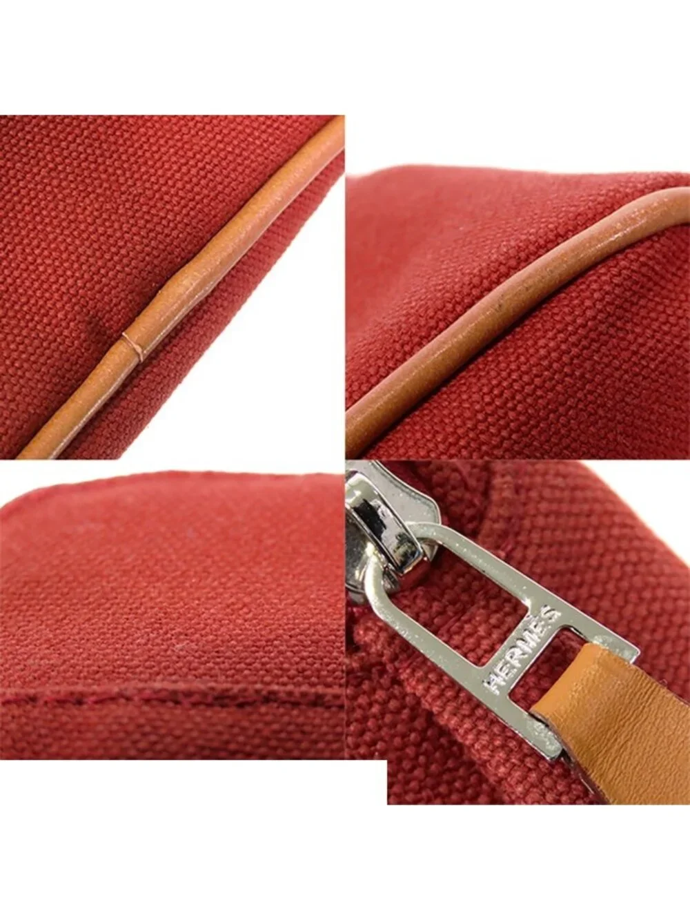 Hermes Bolide Pouch Mini Rouge Ash Silver Cotton
