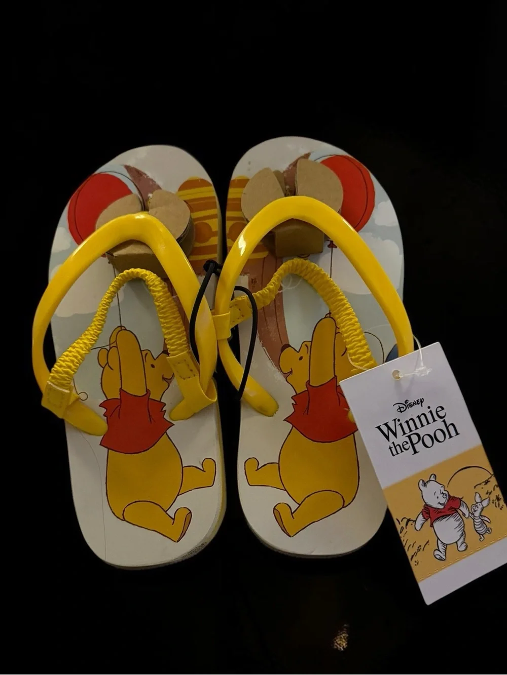 Disney Winnie the Pooh Toddler Flip Flops Size 9 10 Yellow Backstrap Sandals NWT