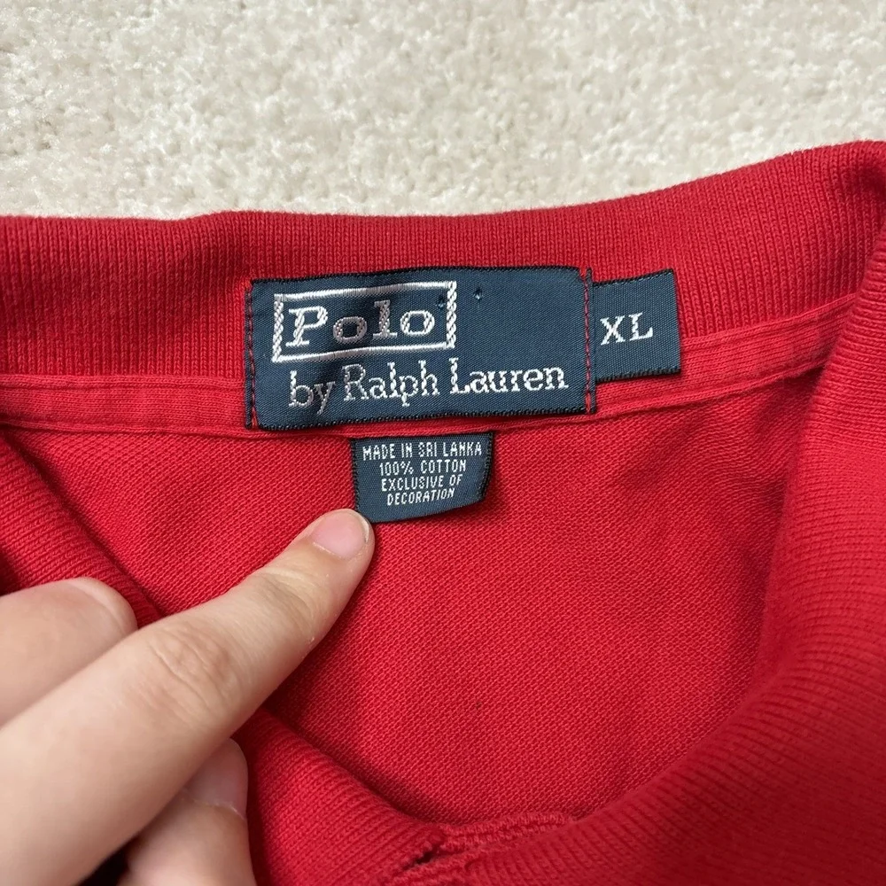 Polo‎ Ralph Lauren Polo Bear Shirt Men's XL Red Cotton Preppy Americana Flag