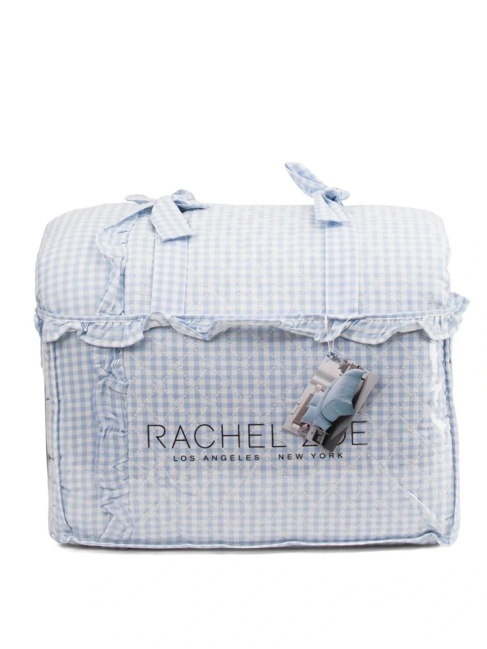 RACHEL Zoe Light Blue Gingham Storage‎ Bag