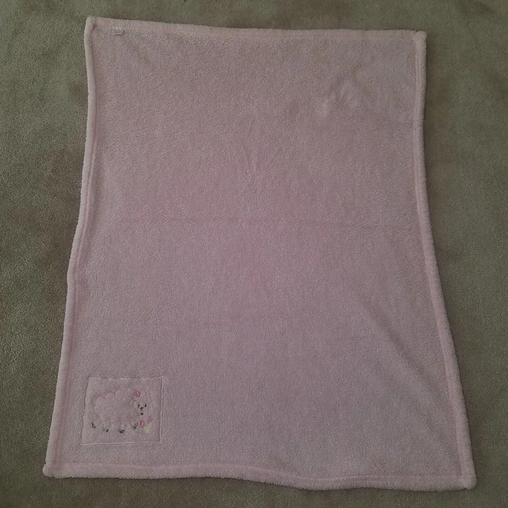 Baby Gear Pink Sheep Lamb Fleece Baby Blanket Lovey Flowers White 30x40-