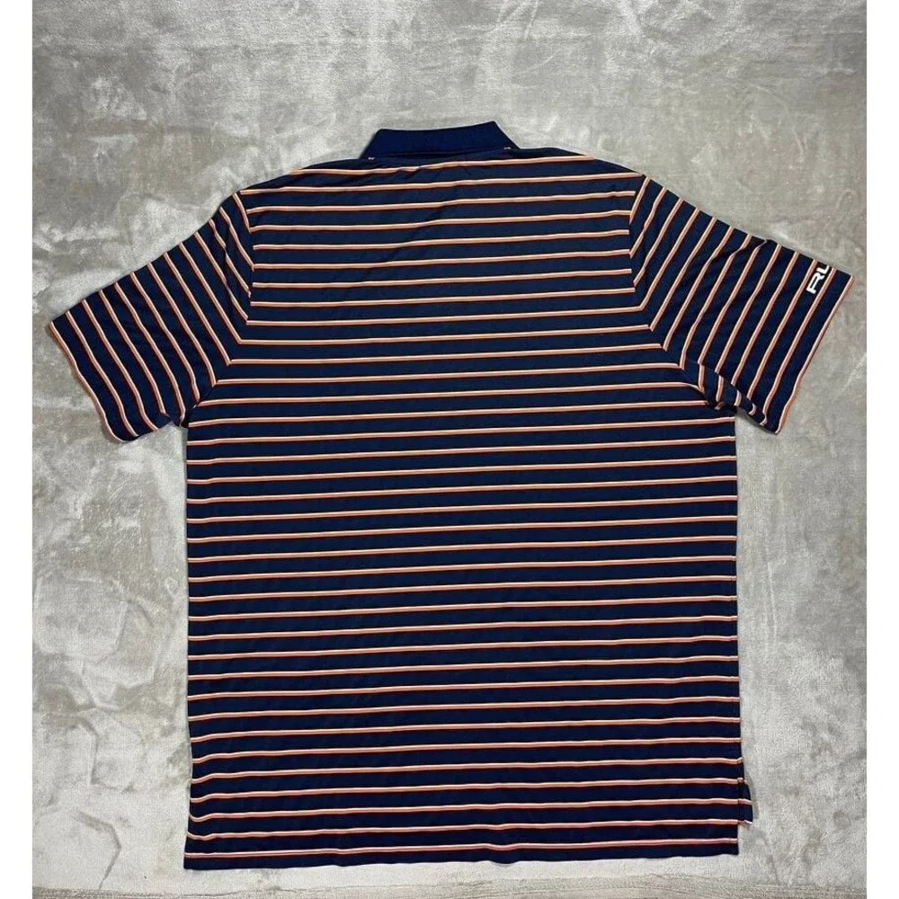 Ralph Lauren RLX Golf Shirt Men XXL 2XL Striped Iguna Embroidered Outdoor Sleeve
