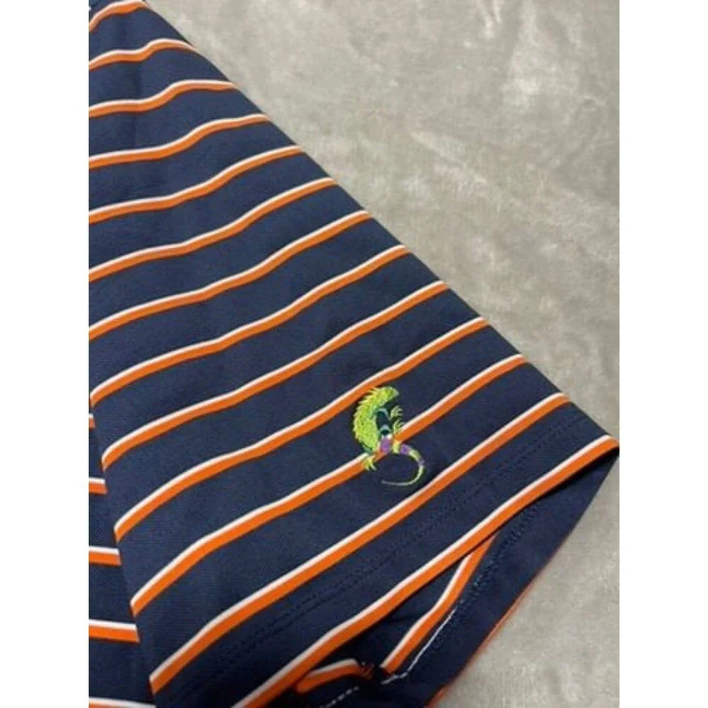Ralph Lauren RLX Golf Shirt Men XXL 2XL Striped Iguna Embroidered Outdoor Sleeve