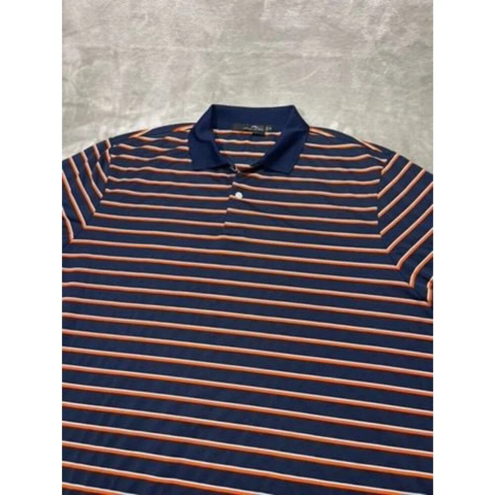 Ralph Lauren RLX Golf Shirt Men XXL 2XL Striped Iguna Embroidered Outdoor Sleeve