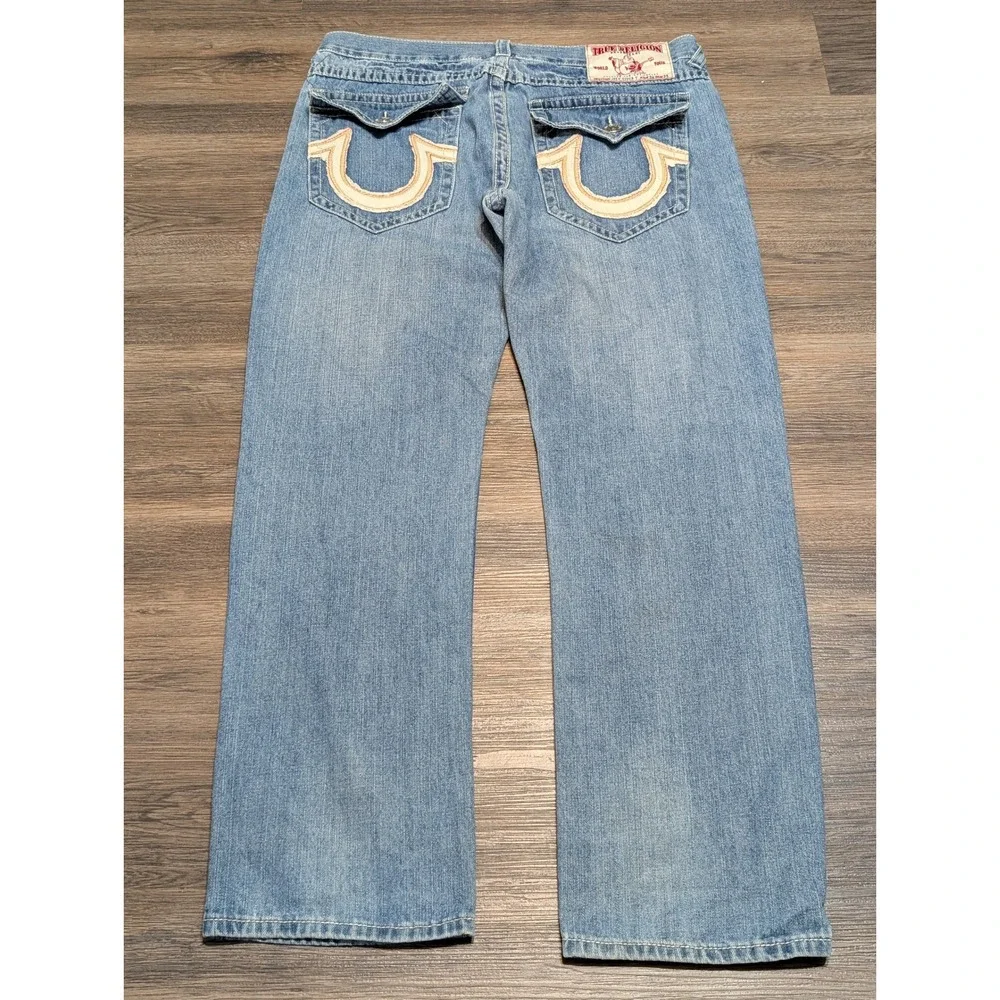 True Religion Joey Super T Mens Blue Jeans 38x34(32)‎ Light Wash Made in USA