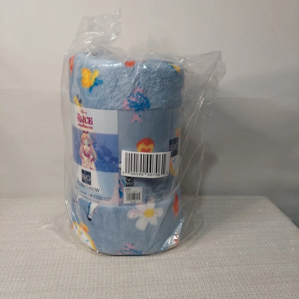 Disney Alice in Wonderland The Big One‎ Plush Throw Blanket Blue Oversized 5x6ft
