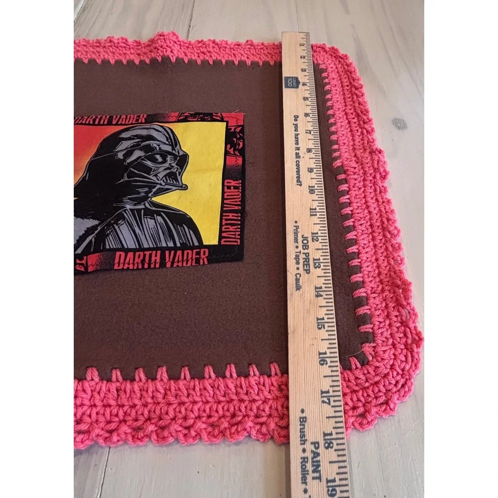 Star Wars Darth Vader Handmade Fleece Lovey Blanket Pink Crochet Trim‎ 18x18