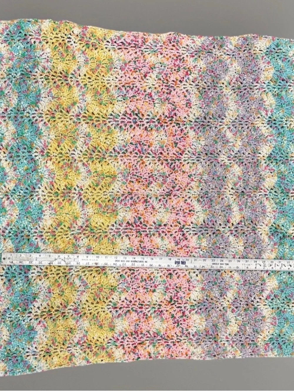 Multicolor Pastel Crochet blanket 36x40 lap baby super soft