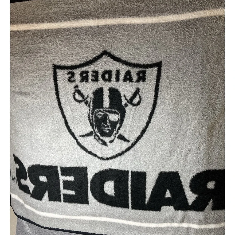 VTG‎ Biederlack Oakland Raiders Double Sided Woven Throw Blanket Made USA NFL