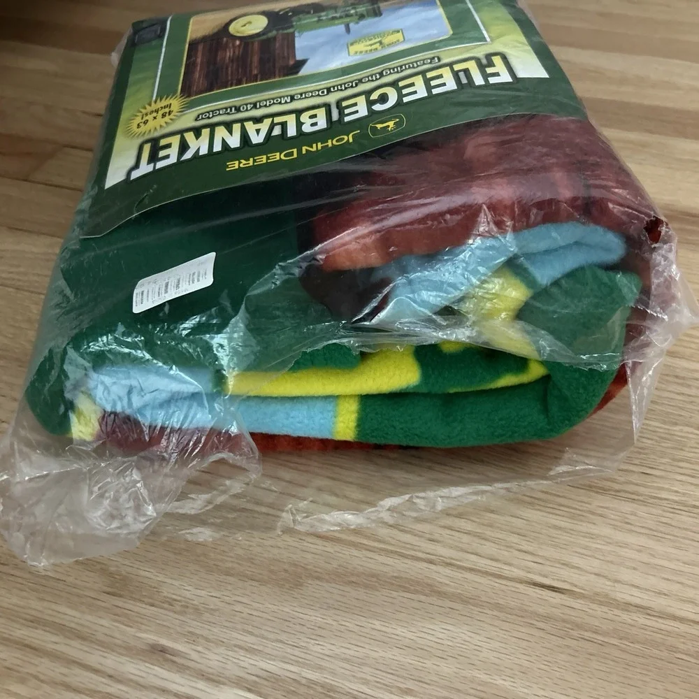 Vintage John Deere Fleece Throw Blanket 49x70 Tractor Model 40 Farming