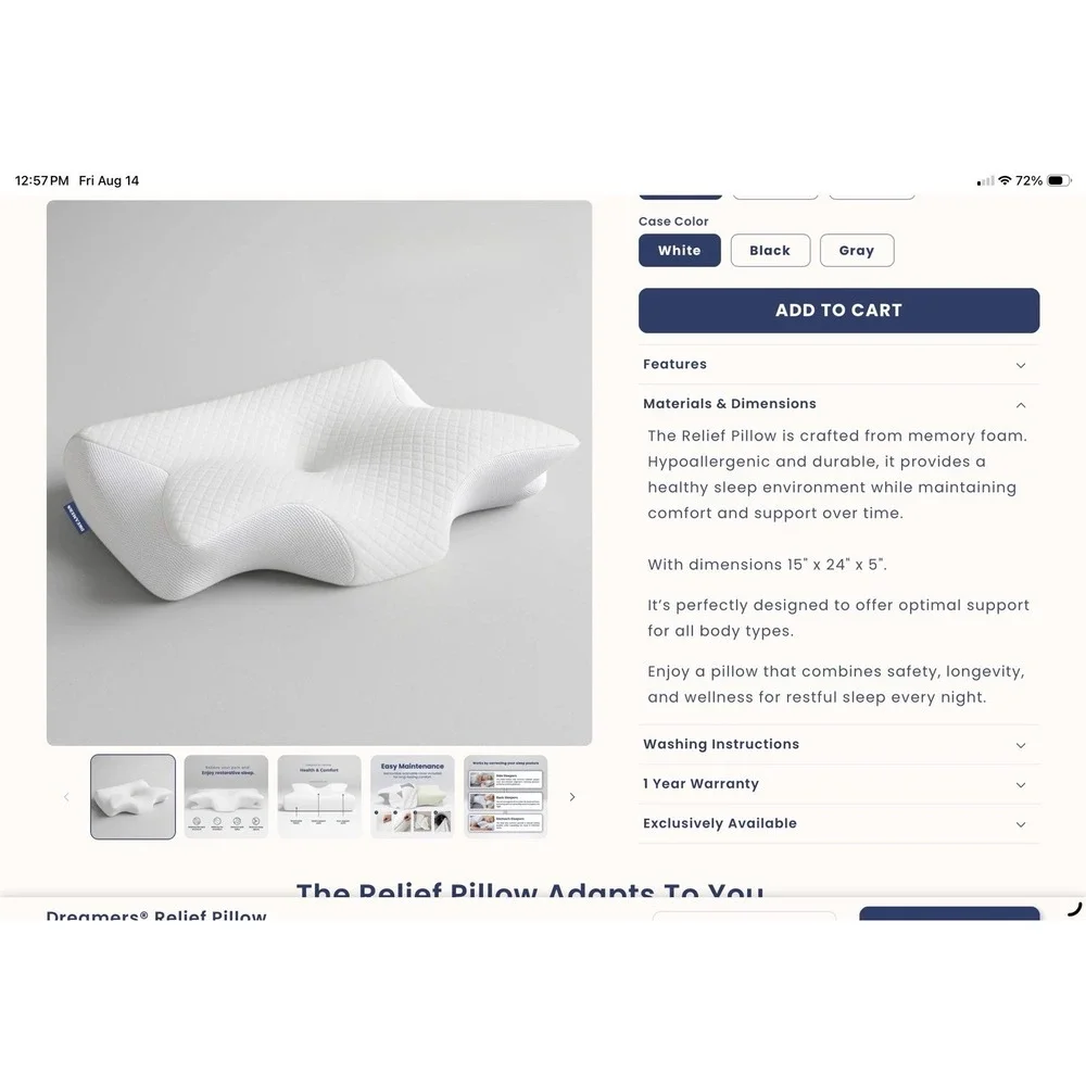 Dreamers relief pillow
