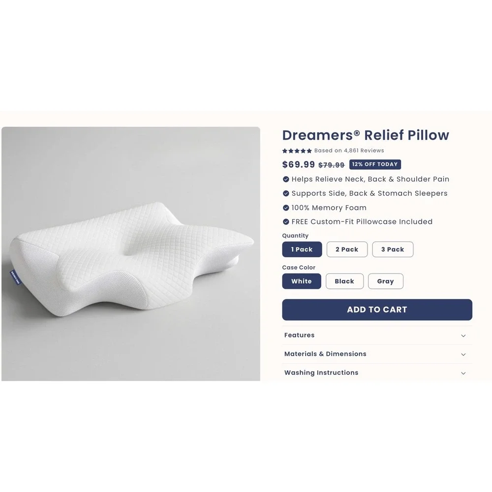 Dreamers relief pillow