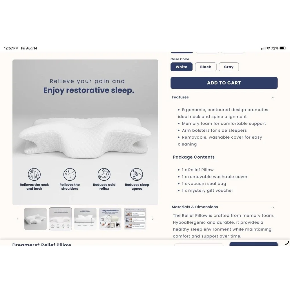 Dreamers relief pillow