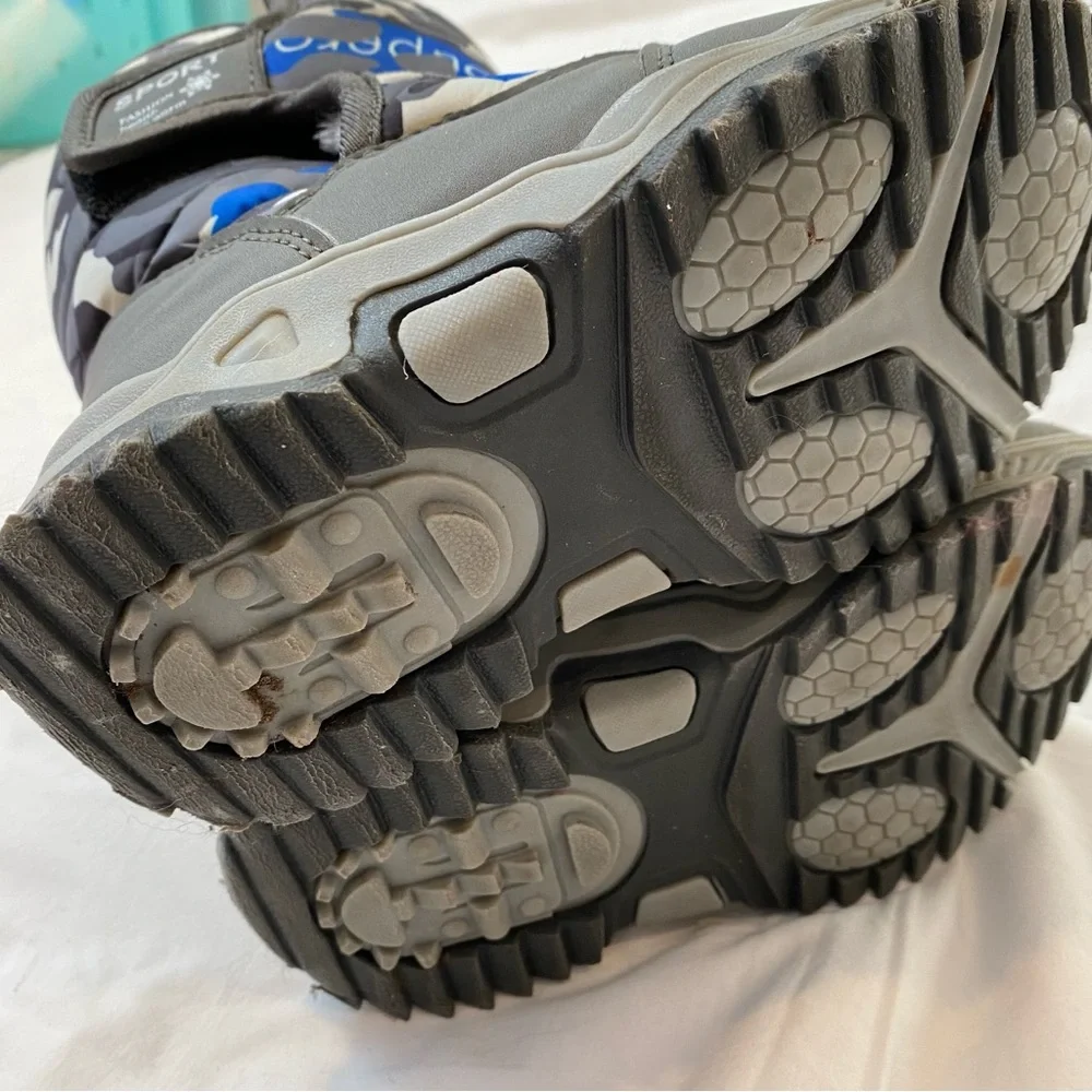 SNOW BOOTS Blue Waterproof Camouflage Camo Blue Black Gray Rain Winter Outdoor