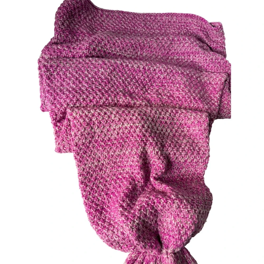 FYHAP‎ Mermaid Tail Blanket Pink Knit Cozy Soft Blanket 44