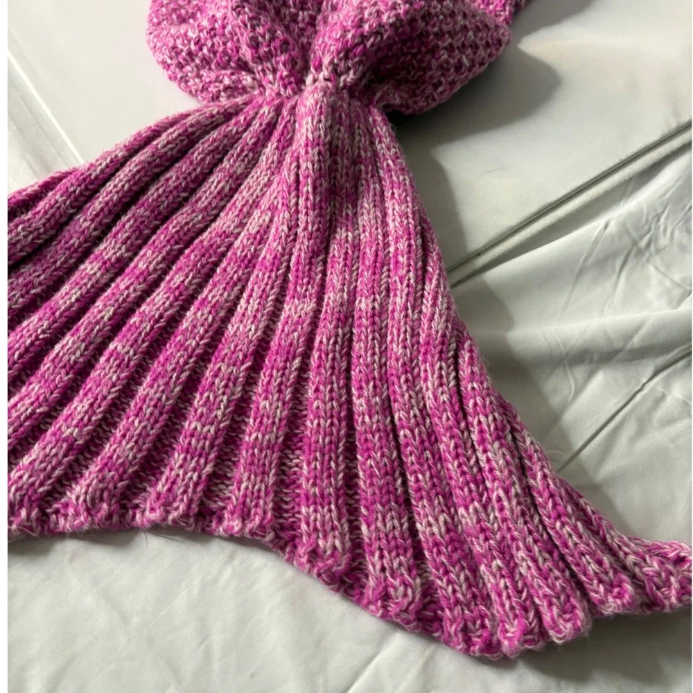 FYHAP‎ Mermaid Tail Blanket Pink Knit Cozy Soft Blanket 44