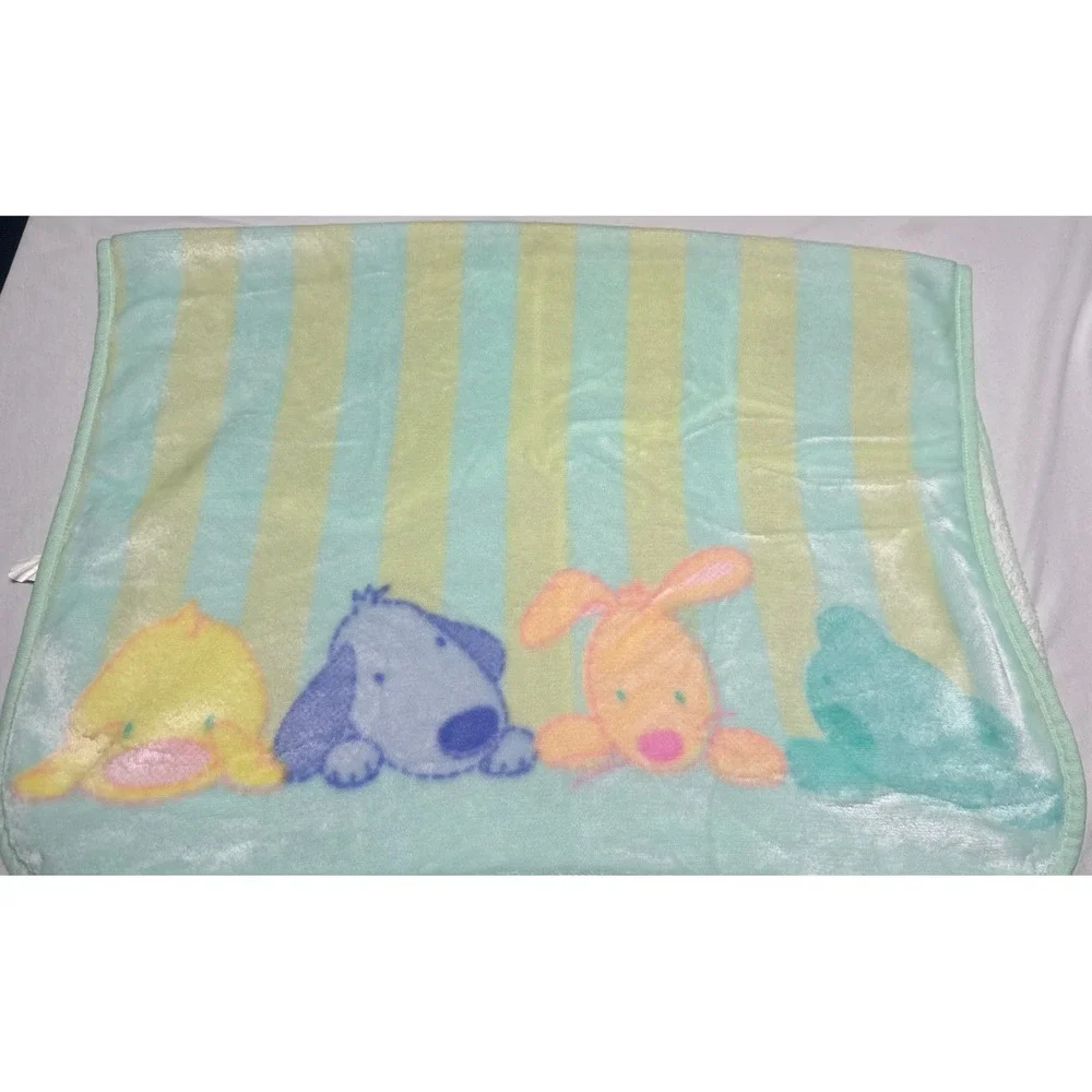 Vintage Carters Tykes Baby Blanket Patel Green Yellow 45
