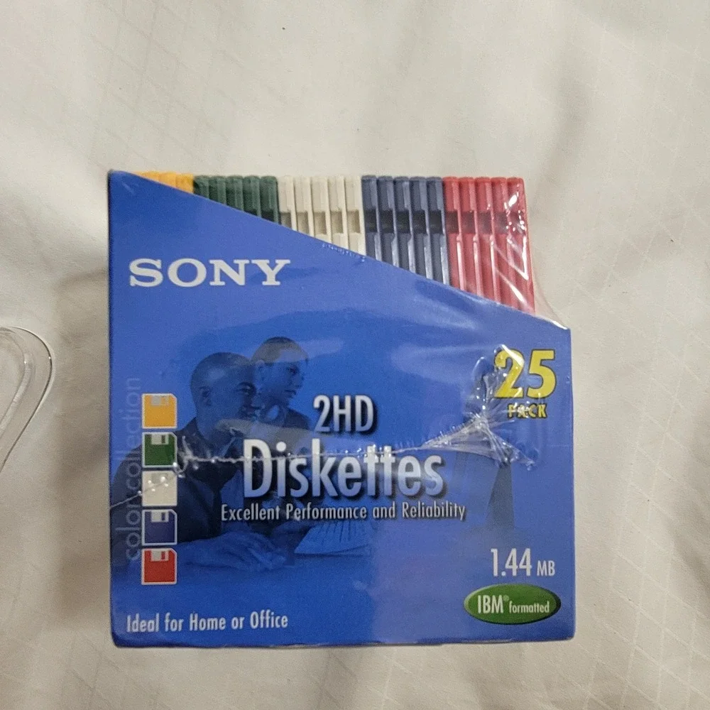 Sony 2HD 3.5 Inch Floppy Diskettes 25 Pack Color Collection 1.44MB IBM Formatted
