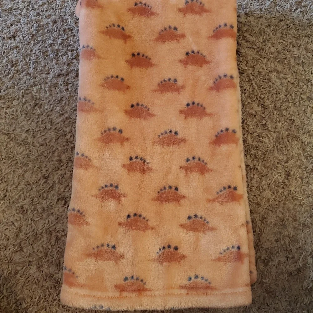 Dinosaur Stegosaurus Hudson Baby Plush Blanket Orange