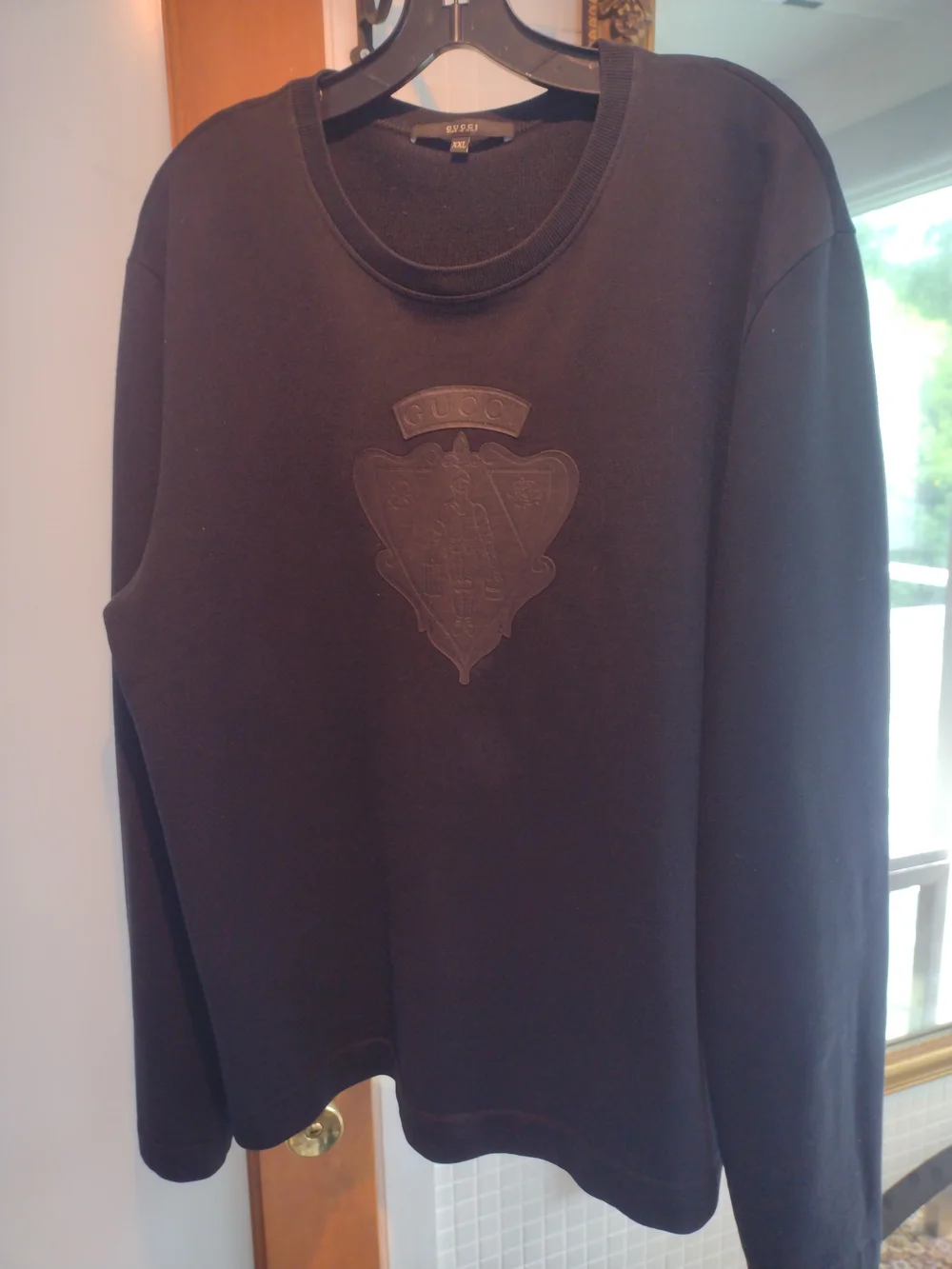 Gucci Black Embossed Crest Crewneck Sweatshirt