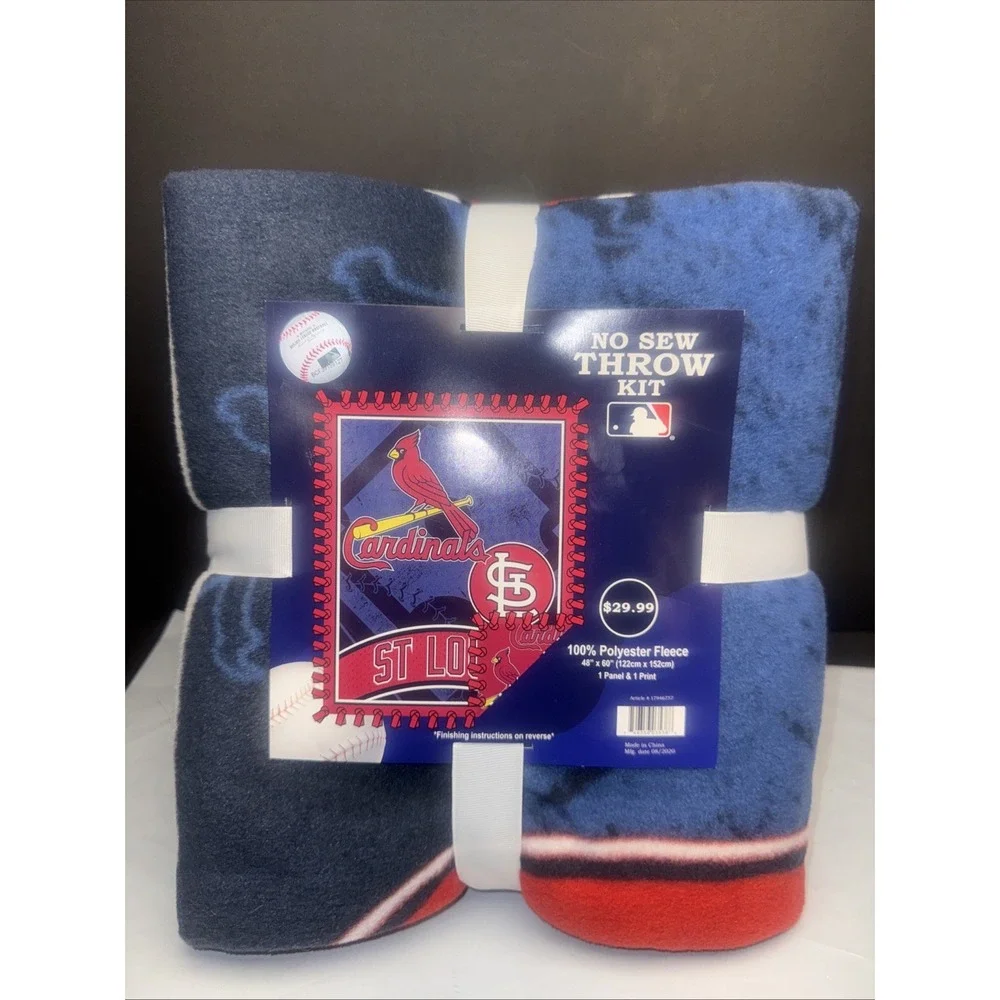 St. Louis Cardinals No Sew Throw Kit 100% Polyester Fleece‎ Blanket 48
