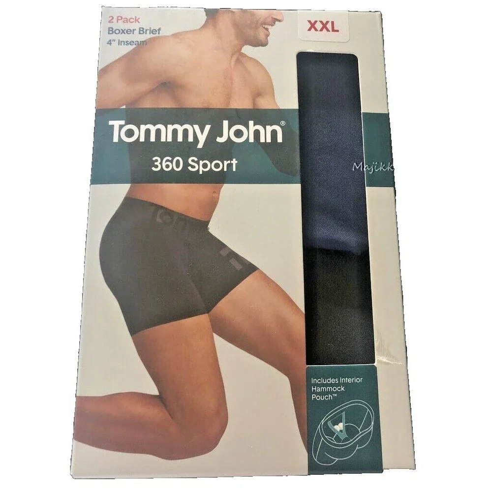 Tommy John 360 Sport Boxer Size 2XL Black Blue 2 Pack Hammock Pouch 4