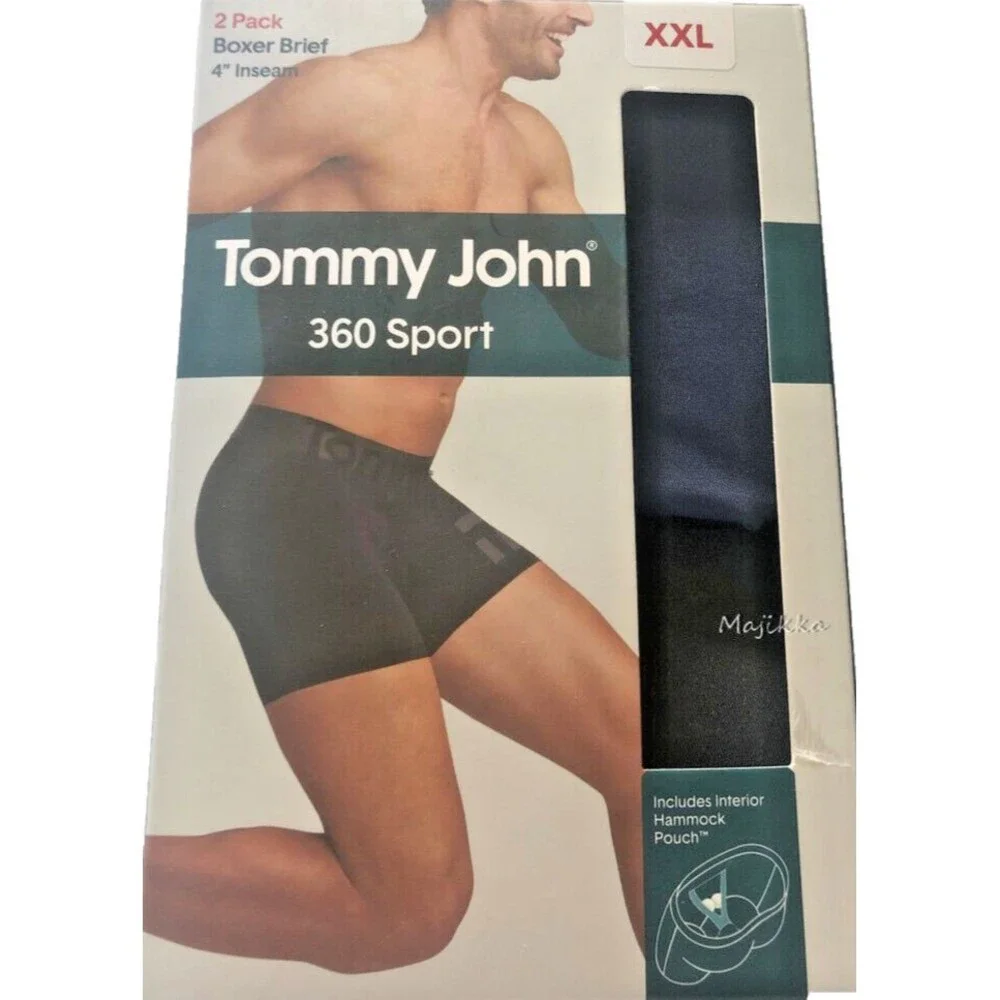 Tommy John 360 Sport Boxer Size 2XL Black Blue 2 Pack Hammock Pouch 4