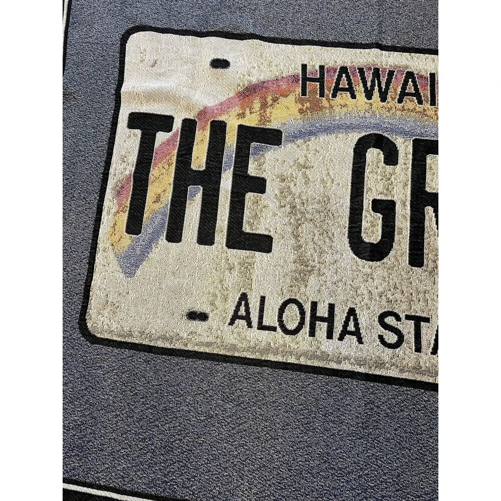 Hawaii State License Plate Tapestry Throw Blanket Fringe The Green State Travel