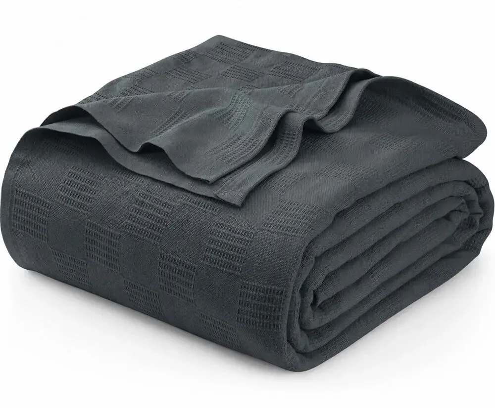 Utopia Bedding 100% Cotton Thermal Blanket Full Size Smoke Gray‎ 90x84
