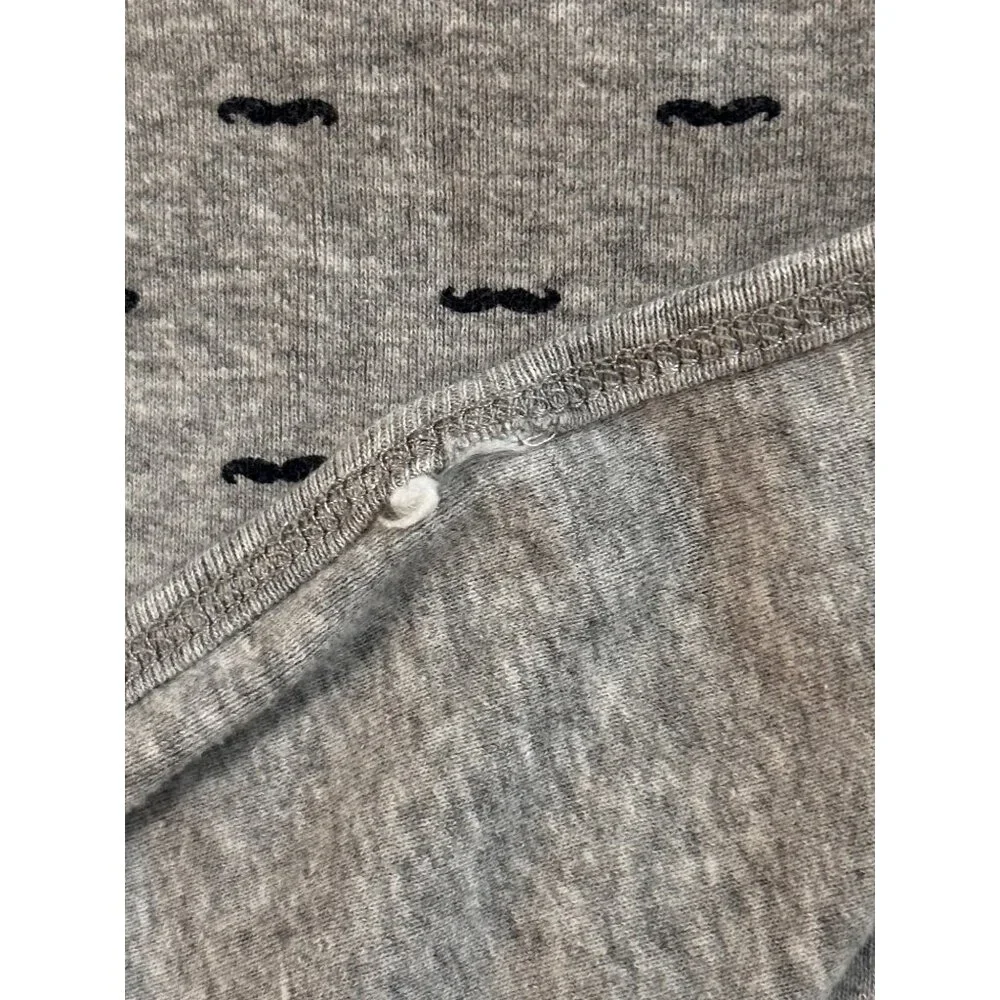 Carter’s Gray Grey Baby Security Blanket Cotton Knit Lovey Mustache Print No Tag