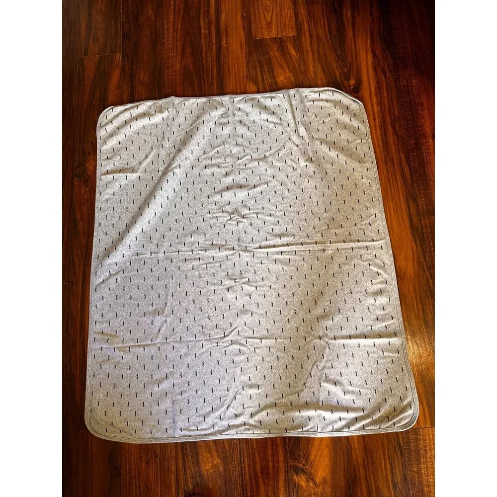 Carter’s Gray Grey Baby Security Blanket Cotton Knit Lovey Mustache Print No Tag
