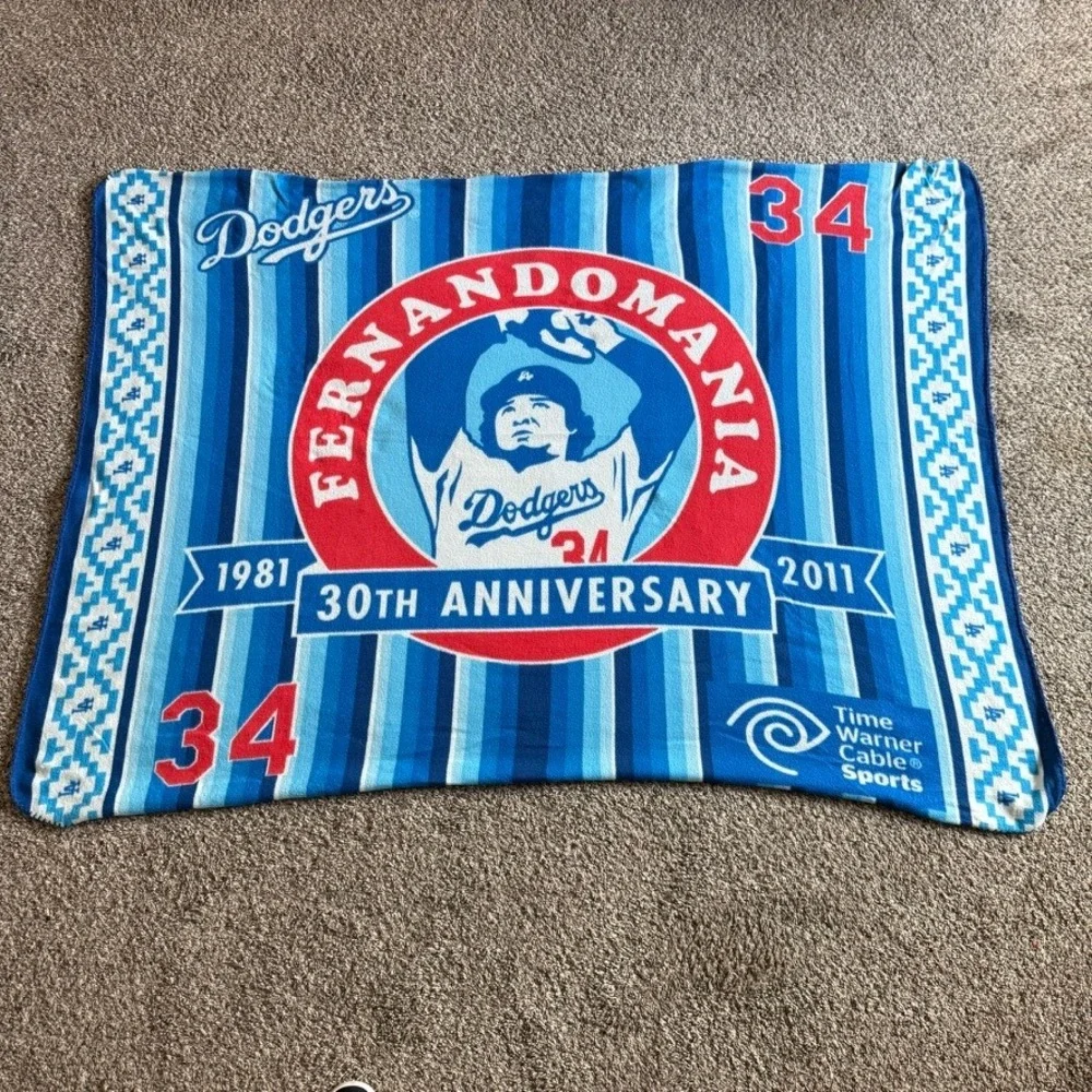 LA Dodgers Fleece Blanket Unisex OS Blue Excellent Fernandomania 30th‎