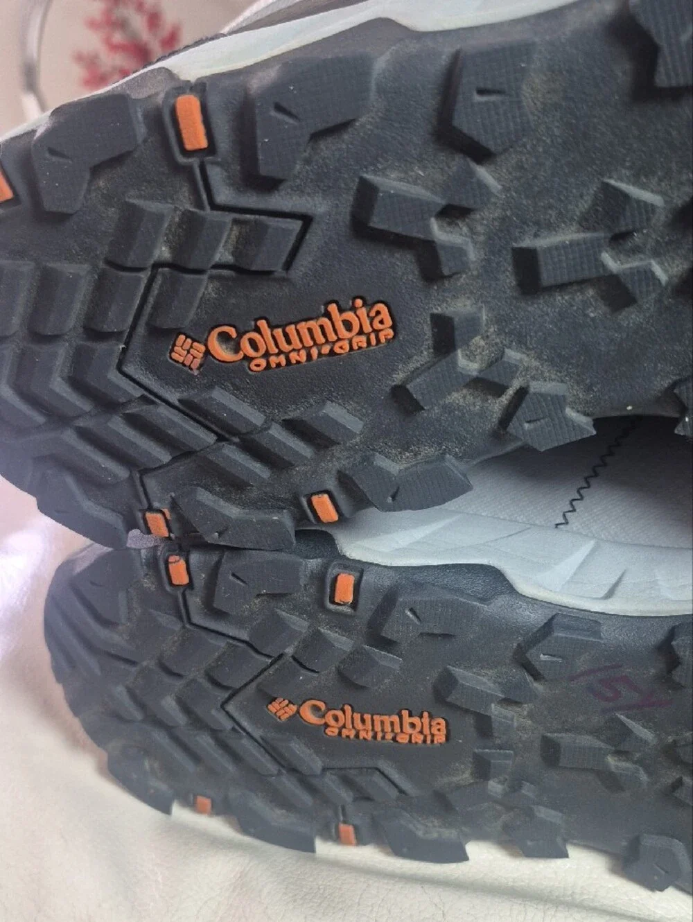 Columbia Men’s Light Gray Hiking Boots with Orange Laces