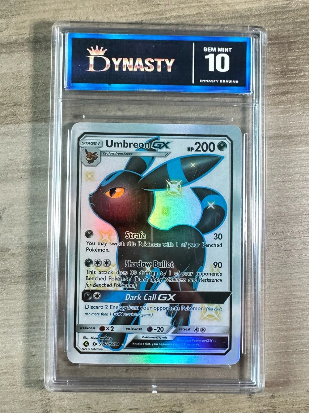 Umbreon GX Holographic 2019 Pokemon Sun & Moon #SV69 Gem Mint 10 Novelty Card.