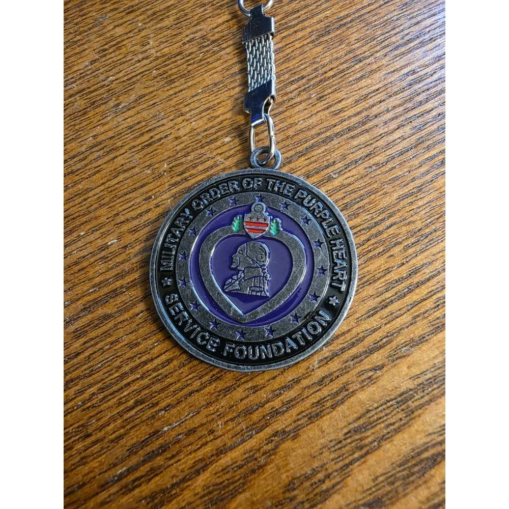 Military Order Of‎ The Purple Heart Service Foundation Metal Key Chain Ring