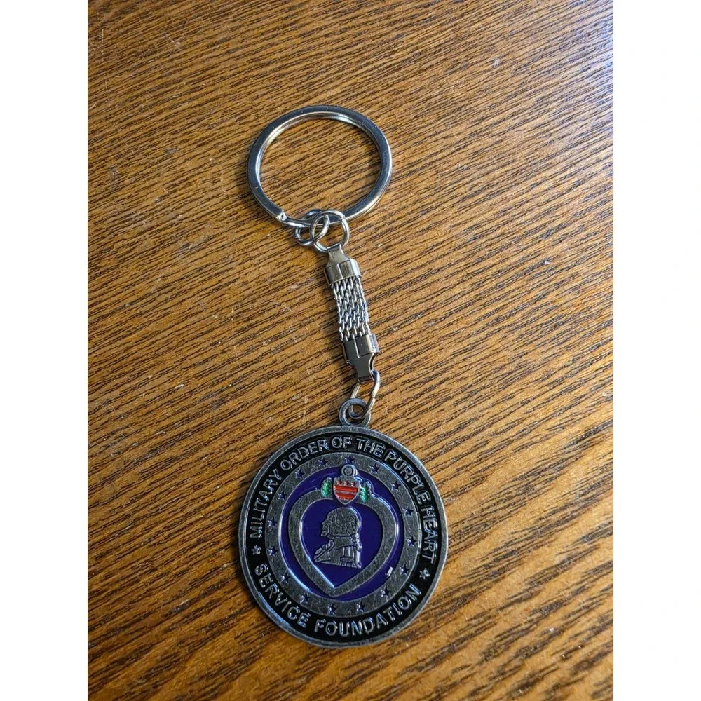 Military Order Of‎ The Purple Heart Service Foundation Metal Key Chain Ring