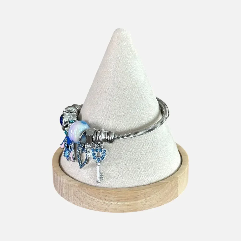 Blue & Silver Cartoon Charm Bangle Bracelet for Girls