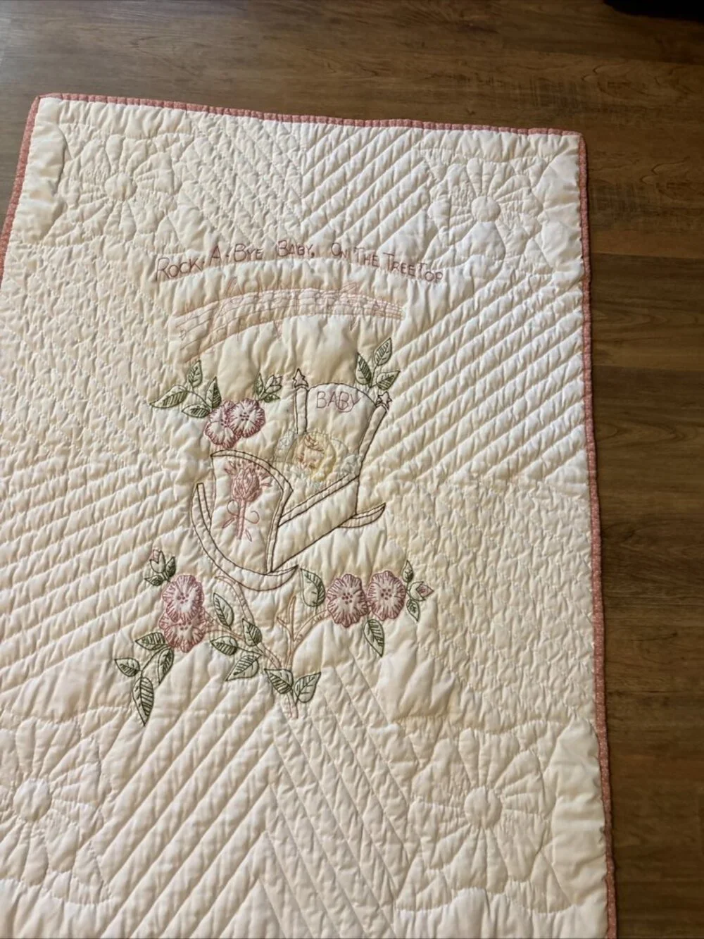Embroider Baby Girl Blanket Rock A Bye Baby Size Crib