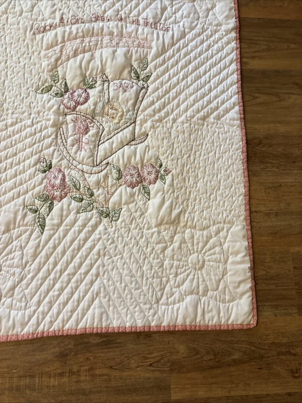 Embroider Baby Girl Blanket Rock A Bye Baby Size Crib