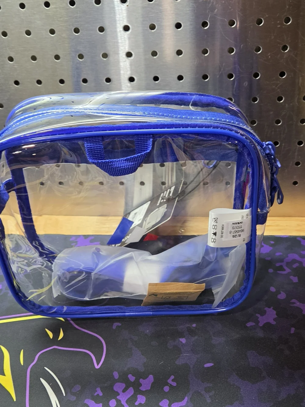 adidas Clear Travel Cosmetic Pouch with Blue Trim Cross Body