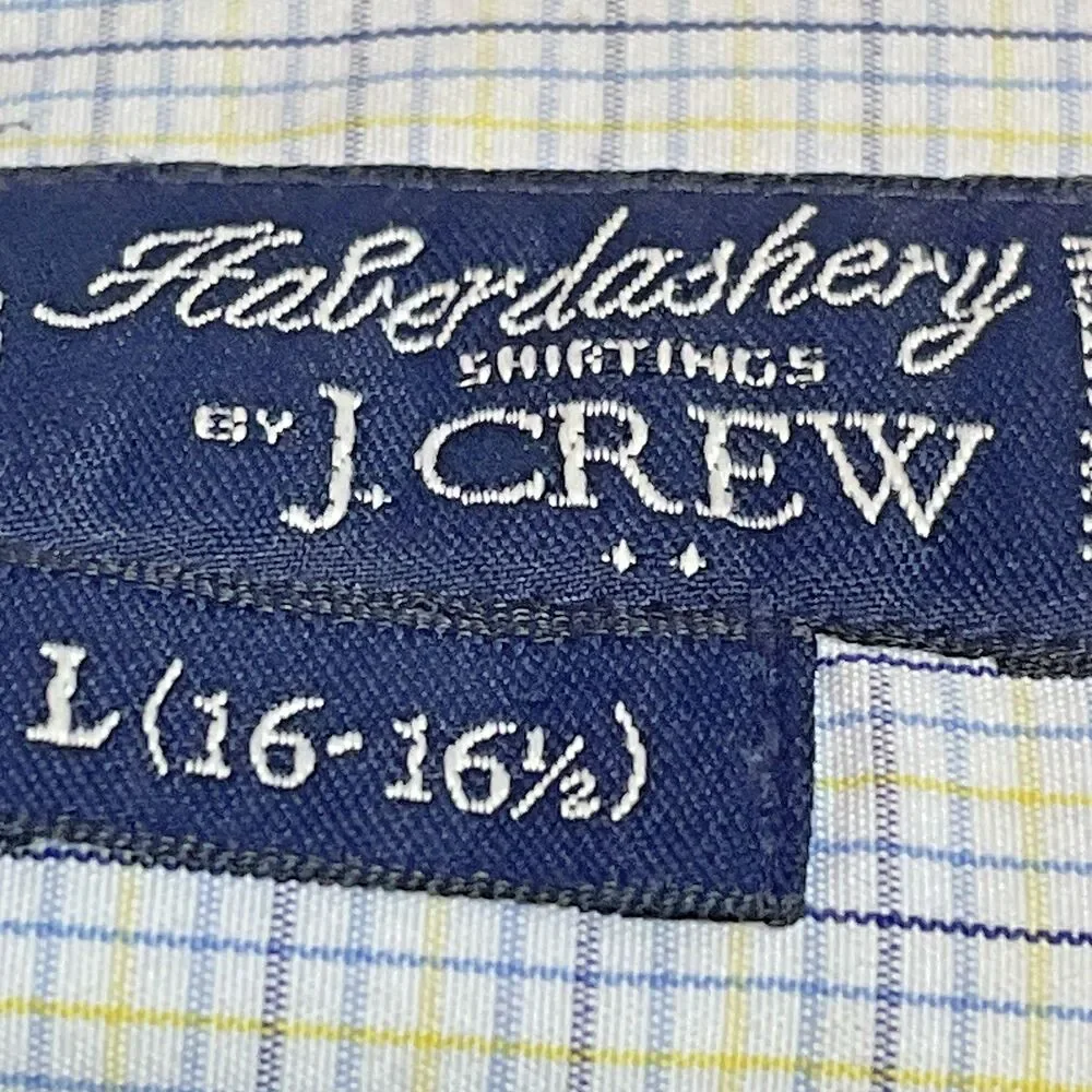 Mens J Crew Blue/White Check Cotton Oxford LS Casual Shirt sz Lg